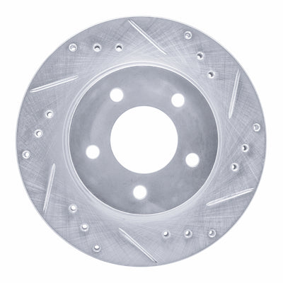 R1 98-00 Chrysler LHS Front Right Drilled & Slotted Silver Brake Rotor