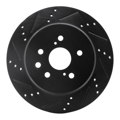 R1 06-20 Lexus GS300 Rear Left Drilled & Slotted Black Brake Rotor