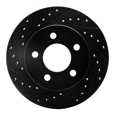 R1 90-99 Jeep Cherokee Front Left Drilled & Slotted Black Brake Rotor