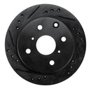 R1 82-85 Toyota Celica Rear Right Drilled & Slotted Black Brake Rotor