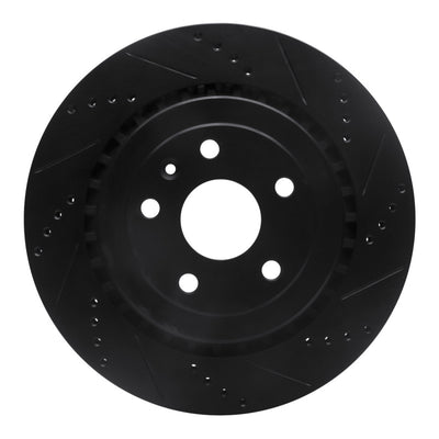 R1 16-24 Cadillac ATS Rear Right Drilled & Slotted Black Brake Rotor