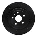 R1 16-24 Cadillac ATS Rear Right Drilled & Slotted Black Brake Rotor