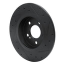 R1 14-20 Infiniti QX30 Rear Left Drilled & Slotted Black Brake Rotor