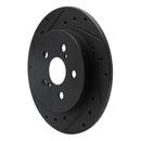 R1 09-24 Lexus CT200H Rear Left Drilled & Slotted Black Brake Rotor