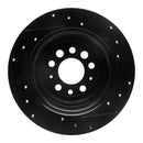 R1 67-74 Volvo 142 Rear Left Drilled & Slotted Black Brake Rotor