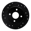 R1 91-98 Saturn SC2 Rear Left Drilled & Slotted Black Brake Rotor