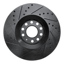 R1 98-09 Audi A6 (Mexico) Front Right Drilled & Slotted Black Brake Rotor