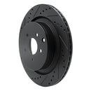 R1 09-24 Infiniti Q70L Rear Left Drilled & Slotted Black Brake Rotor