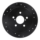 R1 05-09 Subaru Legacy Rear Right Drilled & Slotted Black Brake Rotor