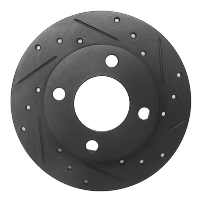 R1 82-98 Audi 5000 Rear Right Drilled & Slotted Black Brake Rotor
