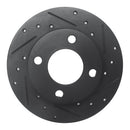 R1 82-98 Audi 5000 Rear Right Drilled & Slotted Black Brake Rotor