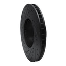 R1 00-03 BMW 530I Front Right Drilled & Slotted Black Brake Rotor
