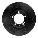 R1 86-91 Porsche 928 Right Front Drilled & Slotted Black Brake Rotor