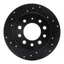 R1 03-08 Hyundai Tiburon Rear Left Drilled & Slotted Black Brake Rotor