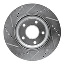 R1 11-19 Nissan Juke Front Right Drilled & Slotted Silver Brake Rotor