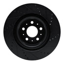R1 17-25 Tesla Model 3 Front Left Drilled & Slotted Black Brake Rotor