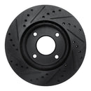 R1 07-14 Nissan Cube Front Right Drilled & Slotted Black Brake Rotor
