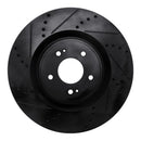 R1 08-15 Mitsubishi Lancer Front Left Drilled & Slotted Black Brake Rotor