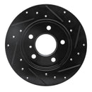 R1 04-16 Buick Allure Rear Right Drilled & Slotted Black Brake Rotor
