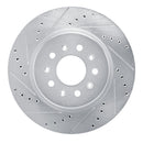 R1 2020-2025 Cadillac CT4 Rear Left Drilled & Slotted Silver Brake Rotor