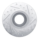 R1 63-79 Austin Healey Sprite Front Left Drilled & Slotted Silver Brake Rotor