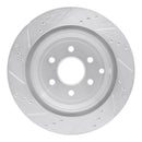 R1 05-12 Nissan Pathfinder Rear Right Drilled & Slotted Silver Brake Rotor