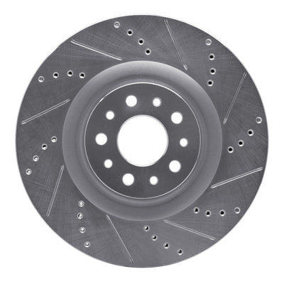 R1 14-19 Fiat 500L Front Right Drilled & Slotted Silver Brake Rotor