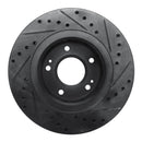 R1 05-22 Mitsubishi Outlander PHEV Front Left Drilled & Slotted Black Brake Rotor