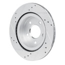 R1 17-25 Nissan Qashqai (Canada) Rear Right Drilled & Slotted Silver Brake Rotor