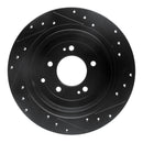 R1 16-22 Hyundai Tucson Rear Left Drilled & Slotted Black Brake Rotor