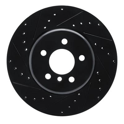 R1 10-19 BMW 535I GT Rear Left Drilled & Slotted Black Brake Rotor