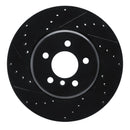 R1 10-19 BMW 535I GT Rear Left Drilled & Slotted Black Brake Rotor