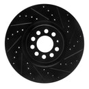 R1 00-06 Audi TT Quattro Front Right Drilled & Slotted Black Brake Rotor