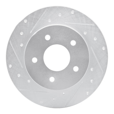 R1 19-25 Nissan Kicks Rear Left Drilled & Slotted Silver Brake Rotor