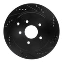 R1 2003-2024 Infiniti FX37 Rear Right Drilled & Slotted Black Brake Rotor