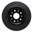 R1 18-25 Jeep Wrangler Front Left Drilled & Slotted Black Brake Rotor