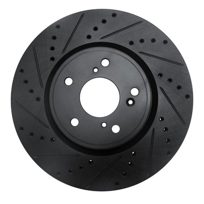 R1 2013-2025 Acura Integra Front Left Drilled & Slotted Black Brake Rotor