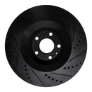 R1 05-11 Audi A6 Quattro Front Left Drilled & Slotted Black Brake Rotor