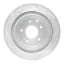 R1 02-06 Infiniti M45 Rear Left Drilled & Slotted Silver Brake Rotor