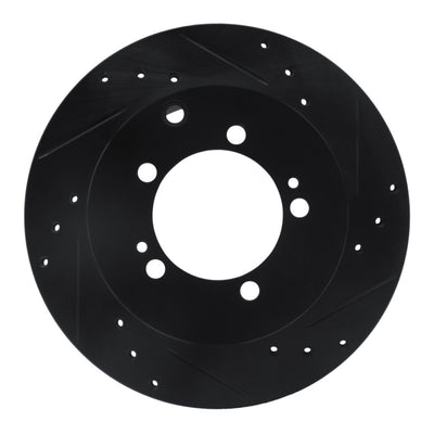R1 92-96 Mitsubishi DIAMANTE Rear Right Drilled & Slotted Black Brake Rotor