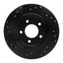R1 04-08 Chrysler Pacifica Rear Right Drilled & Slotted Black Brake Rotor