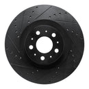 R1 20-25 Tesla Model Y Front Left Drilled & Slotted Black Brake Rotor