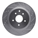R1 03-08 Infiniti G35 Rear Right Drilled & Slotted Silver Brake Rotor