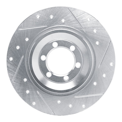 R1 81-89 Alfa Romeo GTV-6 Rear Right Drilled & Slotted Silver Brake Rotor