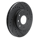R1 90-93 Mitsubishi Galant Front Right Drilled & Slotted Black Brake Rotor