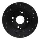 R1 92-97 Acura CL Rear Left Drilled & Slotted Black Brake Rotor