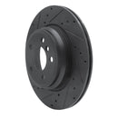 R1 12-20 BMW 330I Rear Left Drilled & Slotted Black Brake Rotor