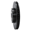 R1 07-23 Lexus LS460 Front Right Drilled & Slotted Black Brake Rotor