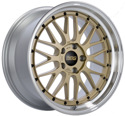 BBS LM 17x7.5 5x114.3 ET38 PFS Gold Center Diamond-Cut Rim Wheel PFS/Clip Req