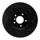 R1 08-13 BMW 135I Rear Left Drilled & Slotted Black Brake Rotor